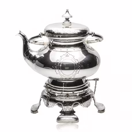 Heetwaterketel van zilver gemaakt door Van Kempen