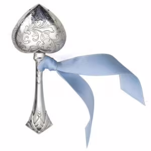 Zilveren rammelaar hart op staaf