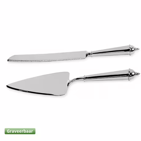 Verzilverd taartbestek voor DE taart de bruidstaart