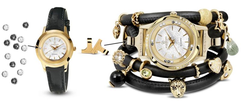 Christina leren bedelarmband als watch cord set te combineren met een horloge.