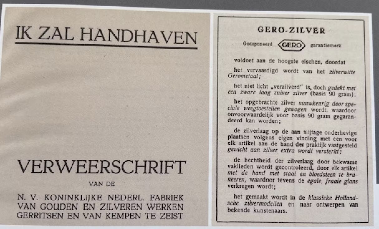 Gero zilver geen echt zilver helaas