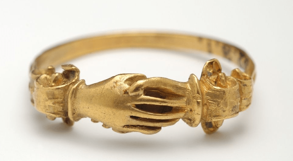 gouden vingerring in de vorm van twee handen romeinse tijd 200 na Christus Blog Zilver.nl