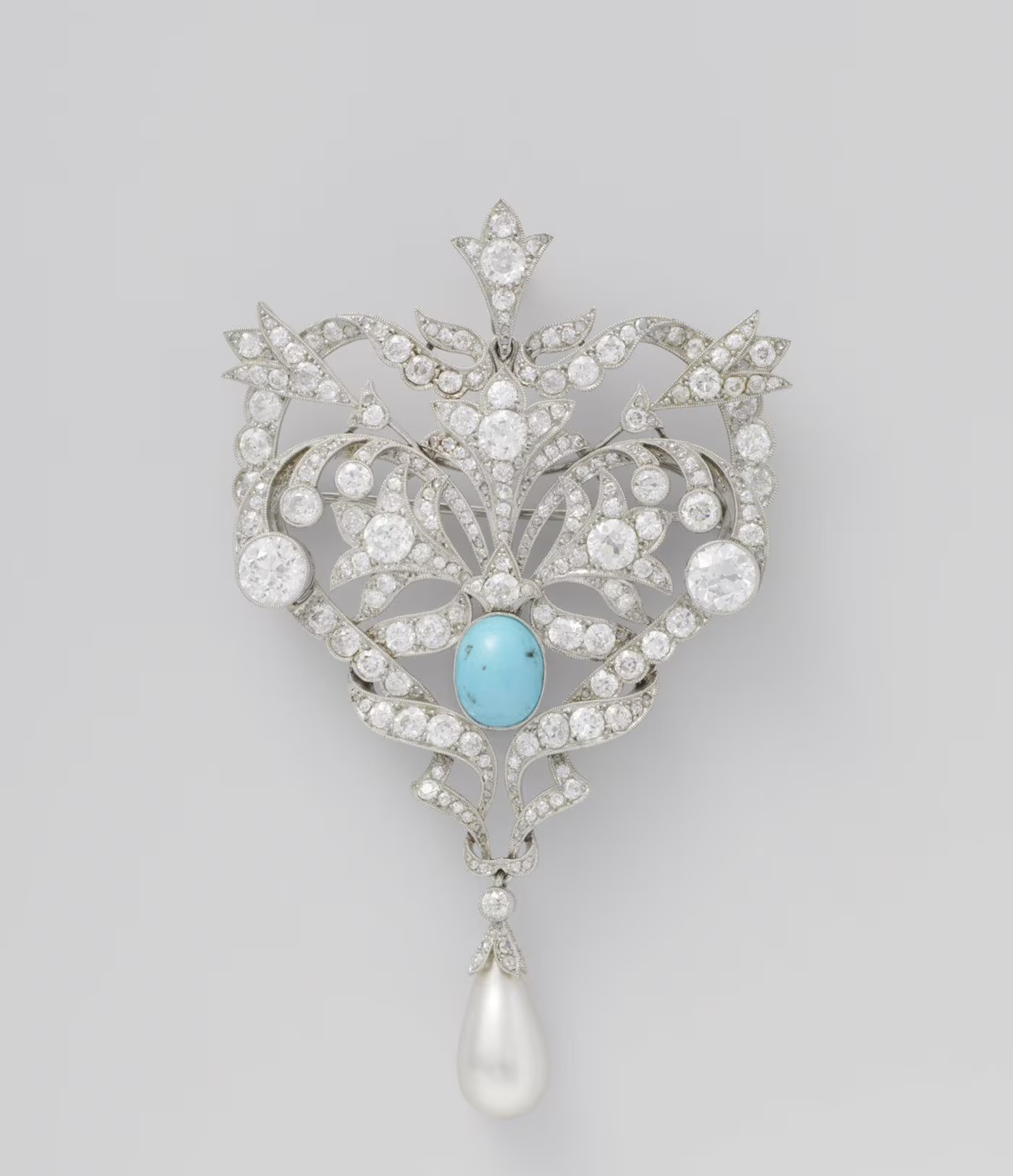 Platina boche diamanten en turkoois Frankrijk rond 1900 al